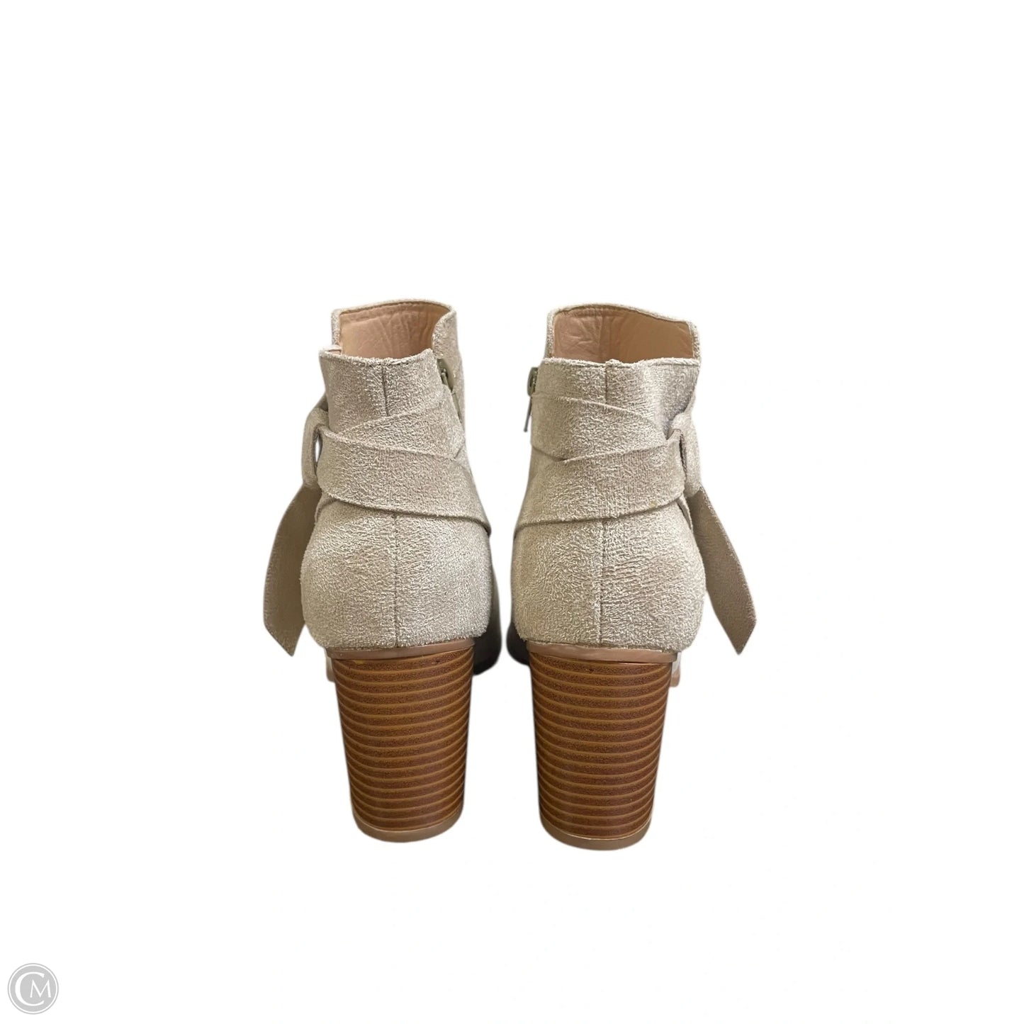 Boots Ankle Heels By Clothes Mentor In Cream, Size: 9.5