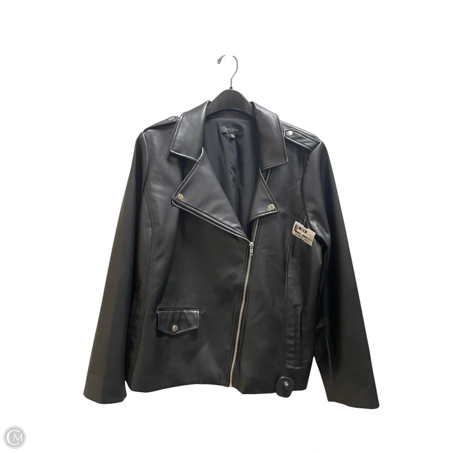 Jacket Moto Leather By Talbots In Black, Size: Xl