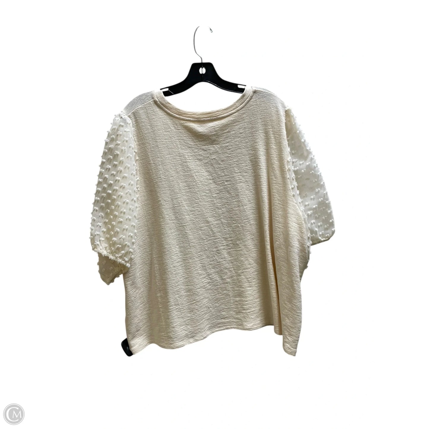 Top Short Sleeve By Anthropologie In Cream, Size: 3x