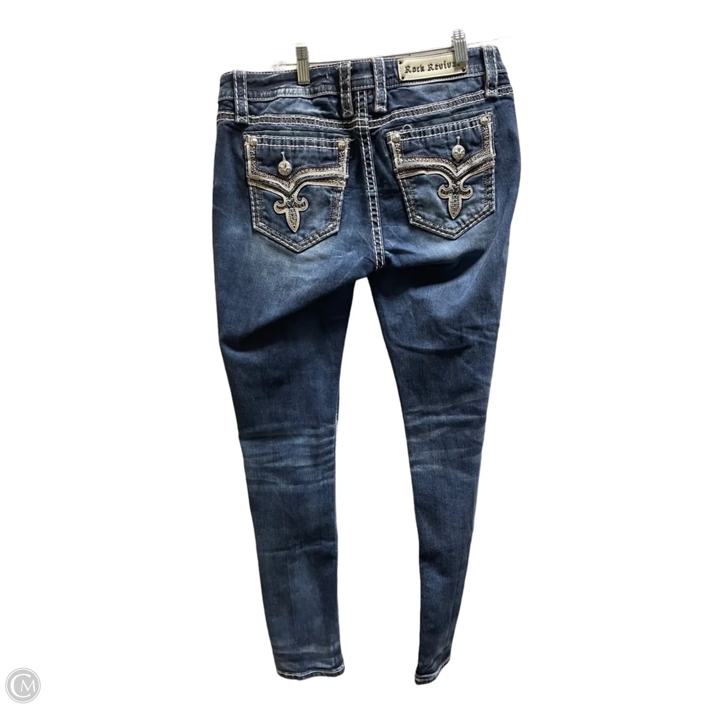 Jeans Skinny By Rock Revival In Blue Denim, Size: 12
