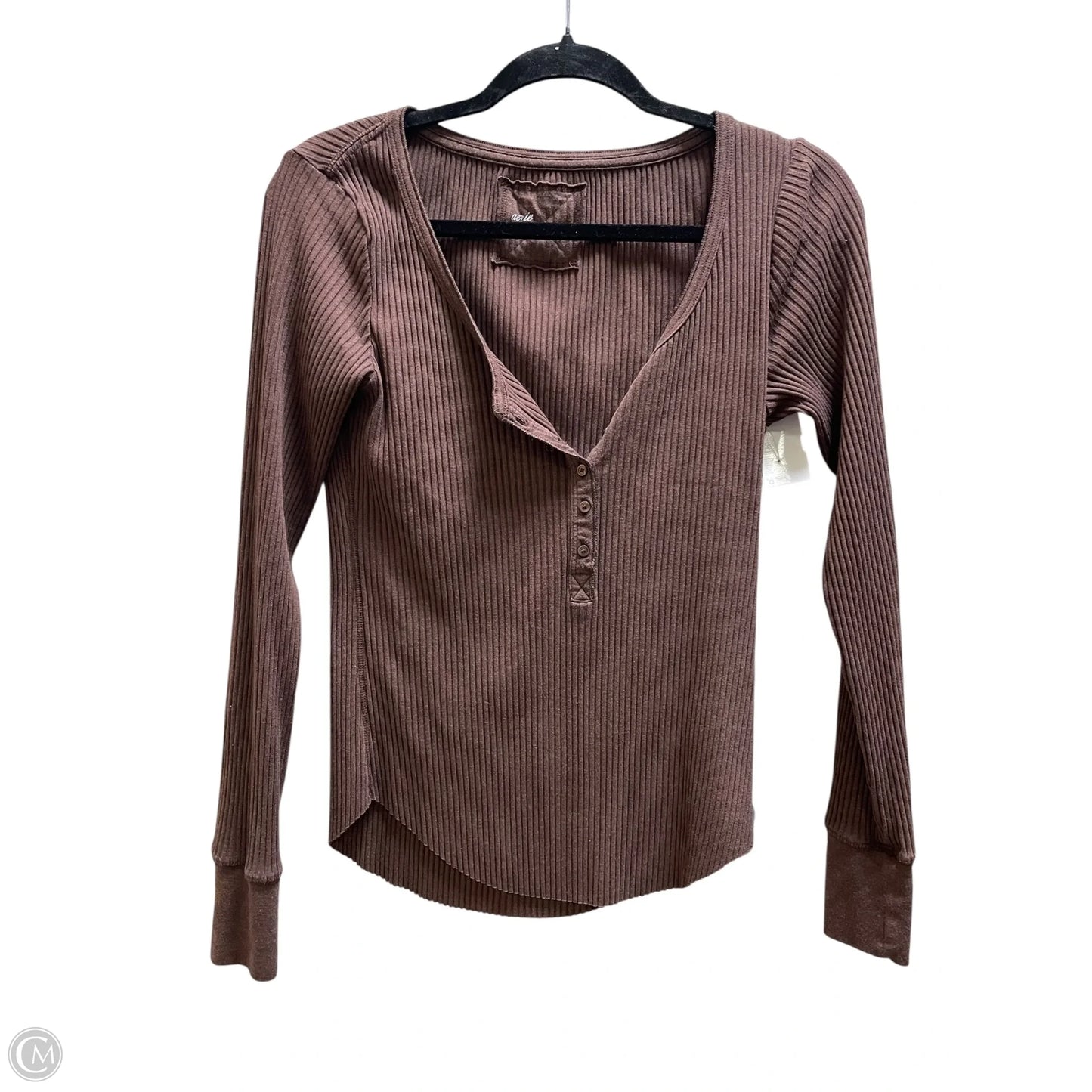 Top Long Sleeve By Aerie In Brown, Size: S