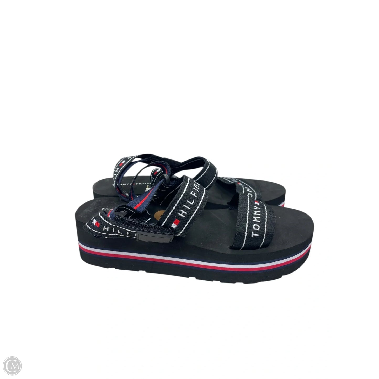 Sandals Flats By Tommy Hilfiger In Black, Size: 8