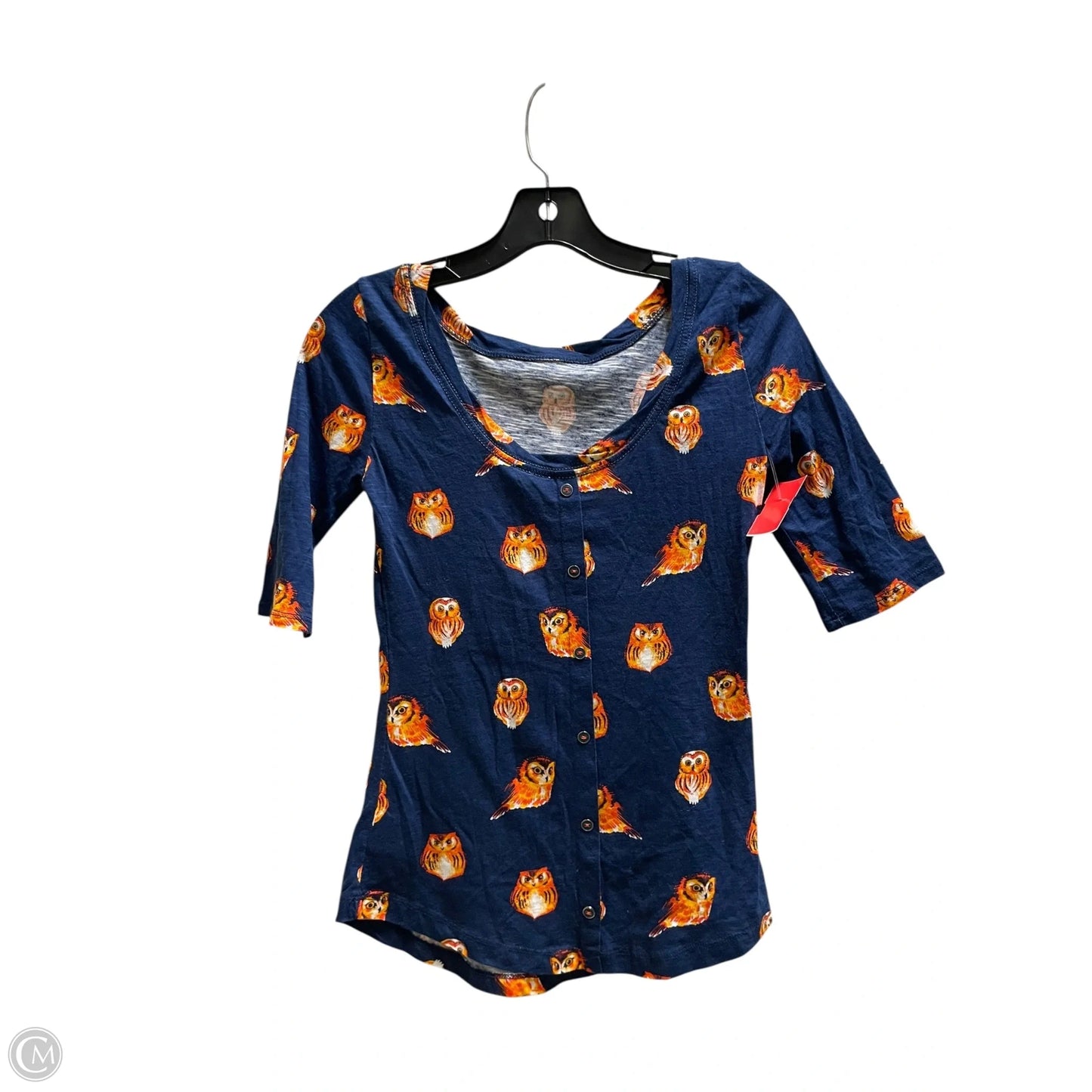 Top Short Sleeve By Anthropologie In Navy, Size: Xs