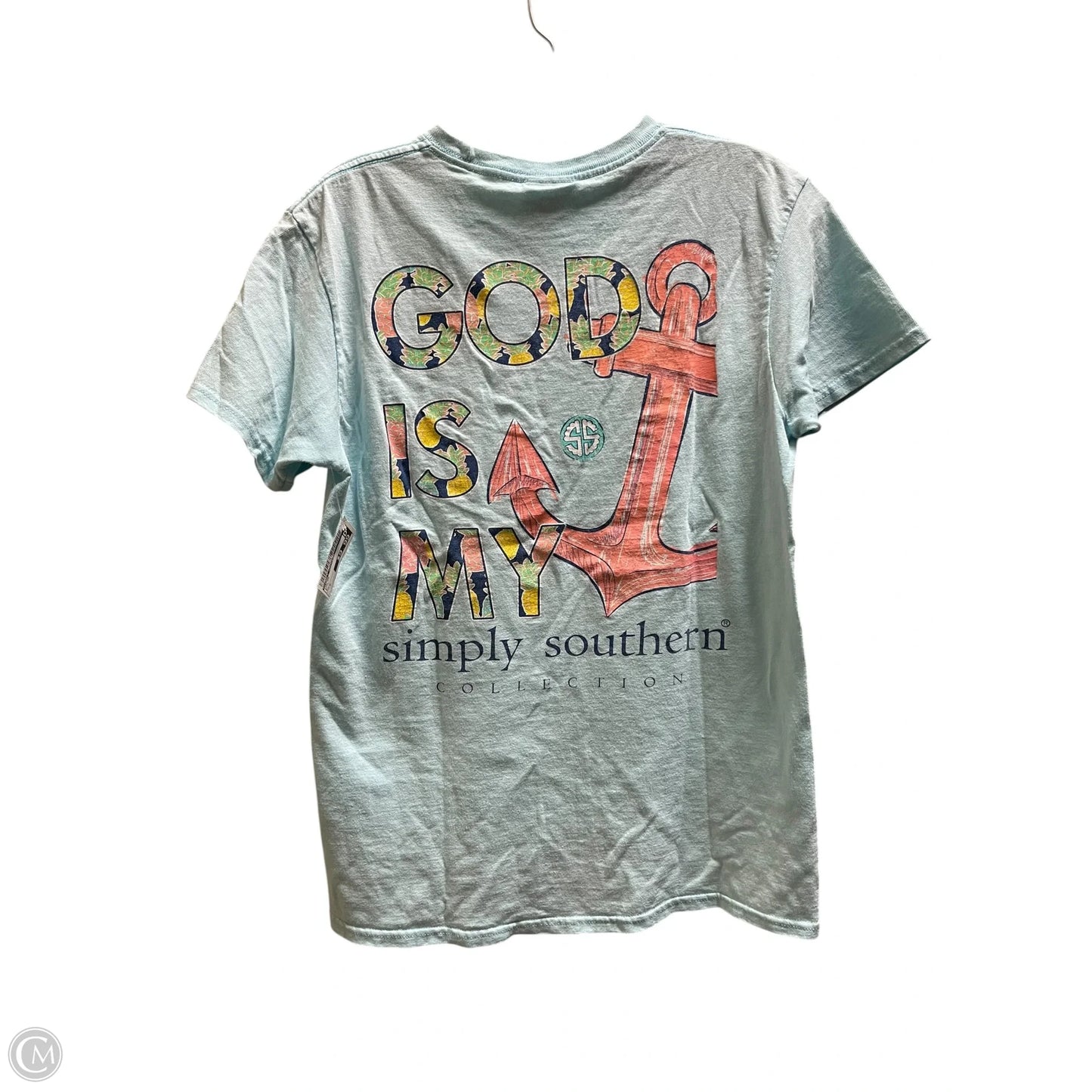 Top Short Sleeve By Simply Southern In Blue, Size: S