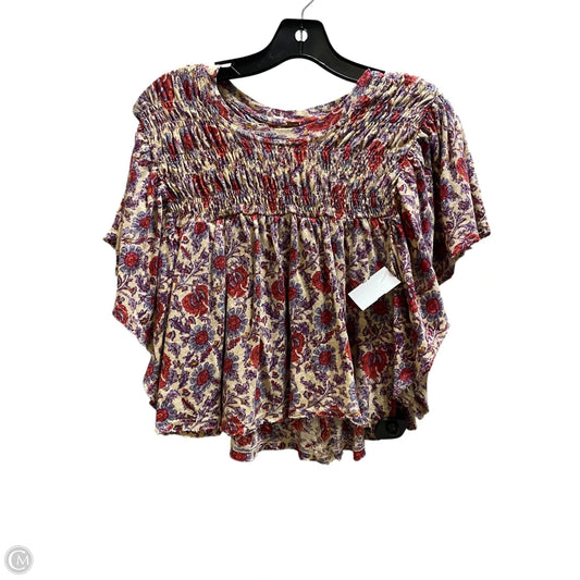 Top Short Sleeve By Free People In Floral Print, Size: Xs
