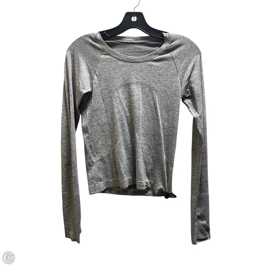 Athletic Top Long Sleeve Collar By Lululemon In Grey, Size: 4