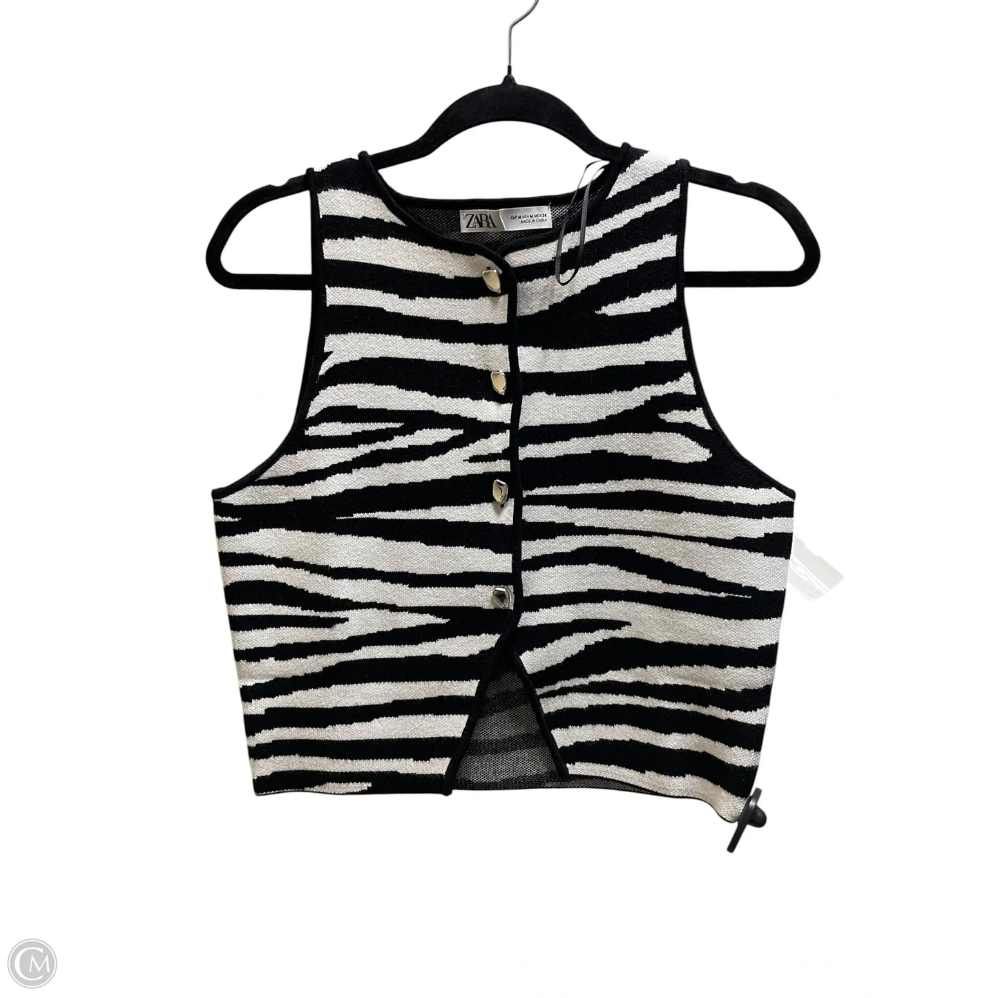 Top Sleeveless By Zara In Black, Size: M