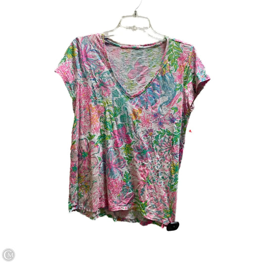 Top Short Sleeve Designer By Lilly Pulitzer In Pink, Size: M