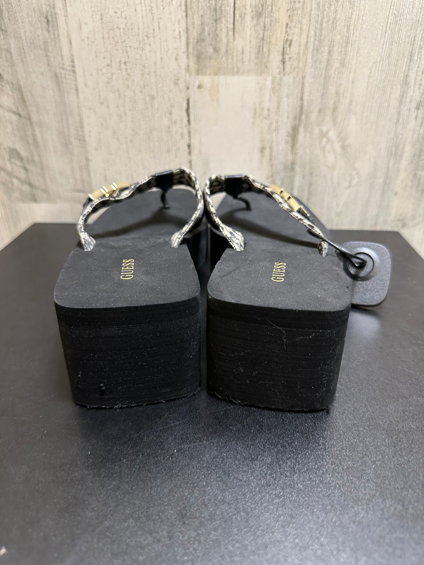 Black Sandals Heels Platform Guess, Size 10