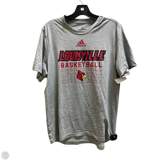 Athletic Top Short Sleeve By Adidas In Grey, Size: M