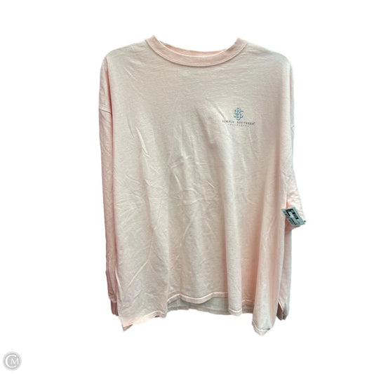 Top Long Sleeve By Simply Southern In Peach, Size: 2x