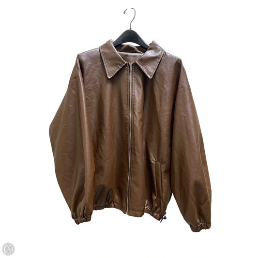 Jacket Moto Leather By Dazy In Brown, Size: 2x