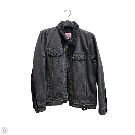 Jacket Denim By Clothes Mentor In Black, Size: L