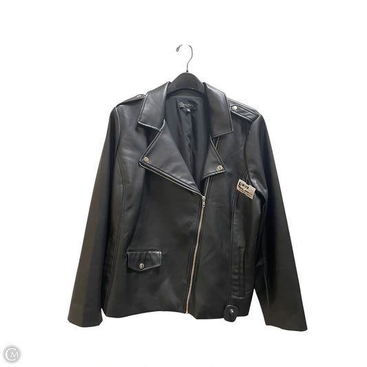 Jacket Moto Leather By Talbots In Black, Size: Xl