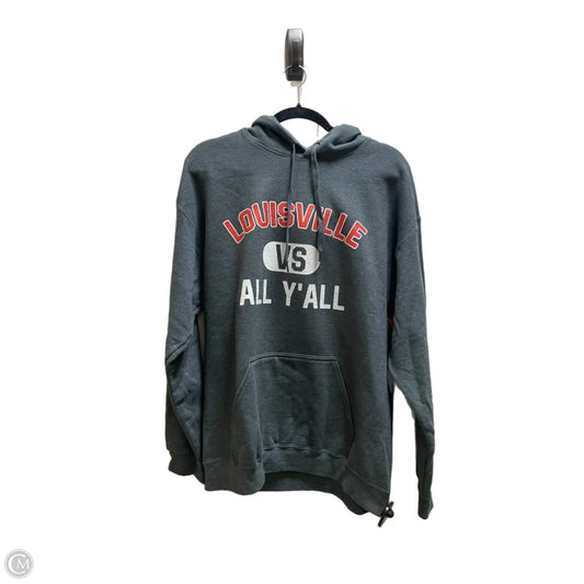 Sweatshirt Hoodie By Gildan In Grey, Size: L