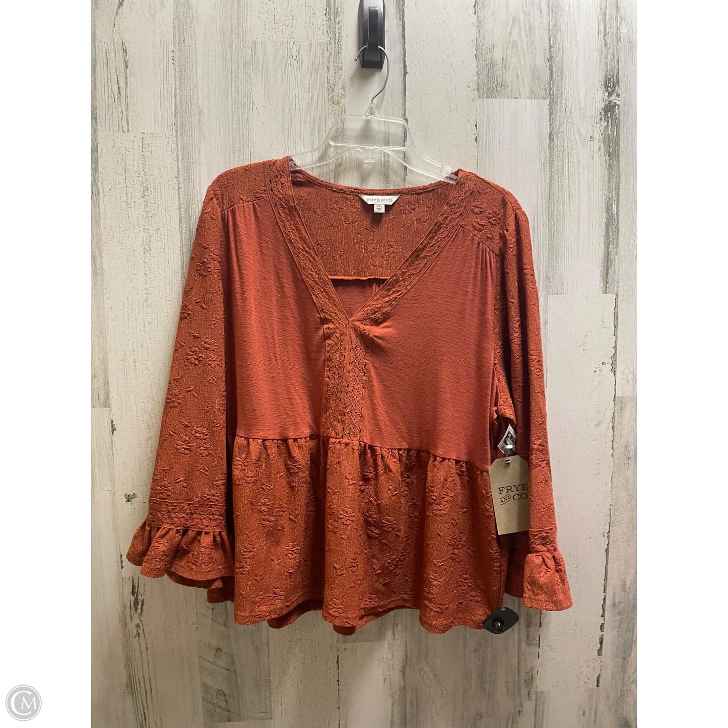 Top Long Sleeve By Frye And Co In Orange, Size: 2x
