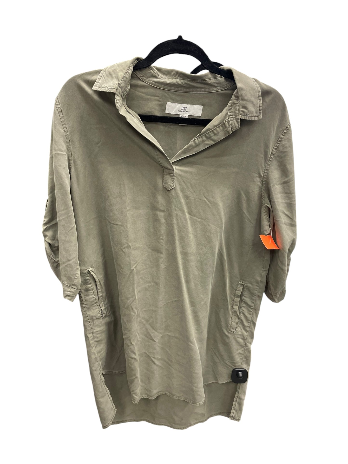 Top Long Sleeve By Thread And Supply In Green, Size: M