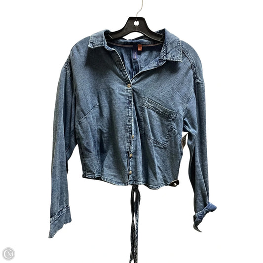 Top Long Sleeve By Pilcro In Blue Denim, Size: M