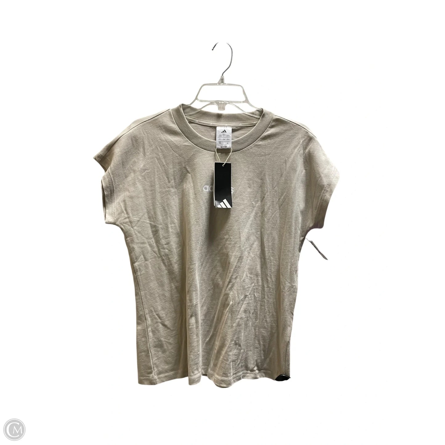 Athletic Top Short Sleeve By Adidas In Tan, Size: L