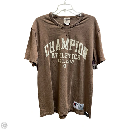 Top Short Sleeve By Champion In Brown, Size: L
