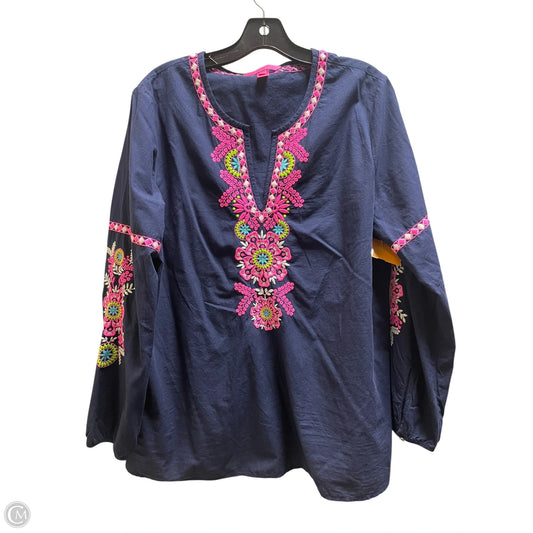 Top Long Sleeve Designer By Lilly Pulitzer In Blue, Size: L