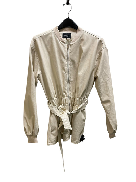 Jacket Leather By Clothes Mentor In Cream, Size: M