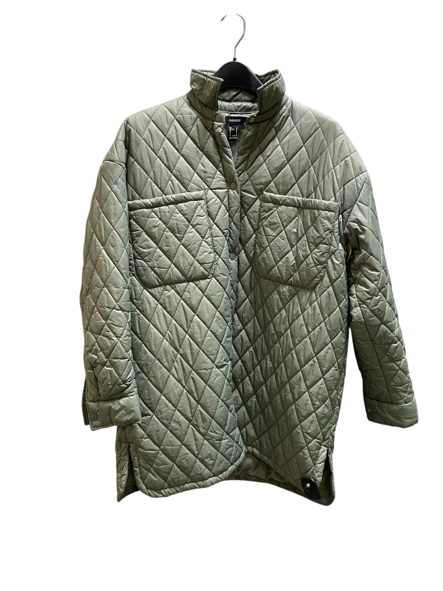 Jacket Puffer & Quilted By Forever 21 In Green, Size: S