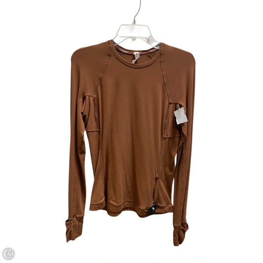 Athletic Top Long Sleeve Collar By Lululemon In Brown, Size: 8