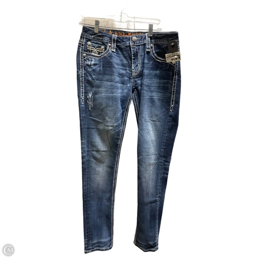 Jeans Skinny By Rock Revival In Blue Denim, Size: 12