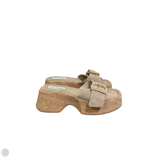 Sandals Heels Platform By Steve Madden In Brown, Size: 8
