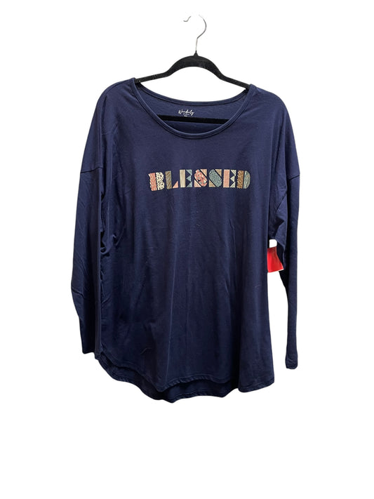 Top Long Sleeve By Wonderly In Navy, Size: 2x