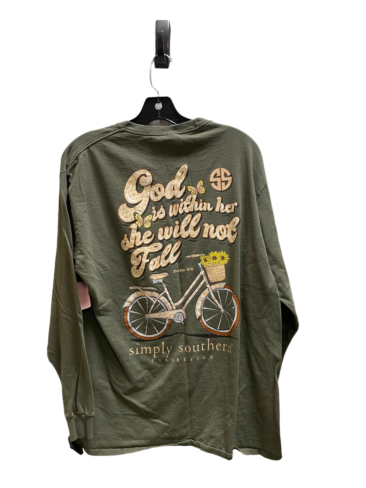 Top Long Sleeve By Simply Southern In Green, Size: L