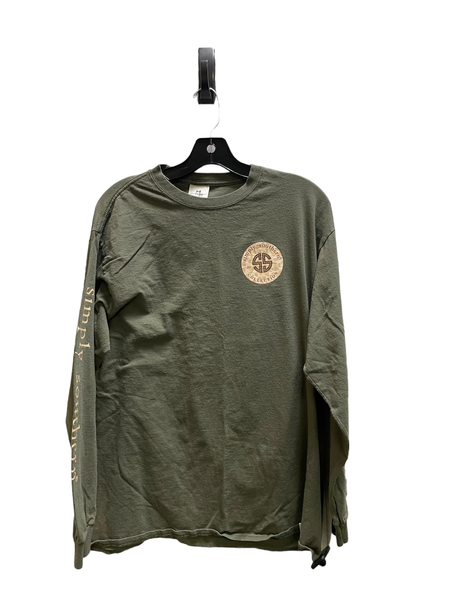 Top Long Sleeve By Simply Southern In Green, Size: L