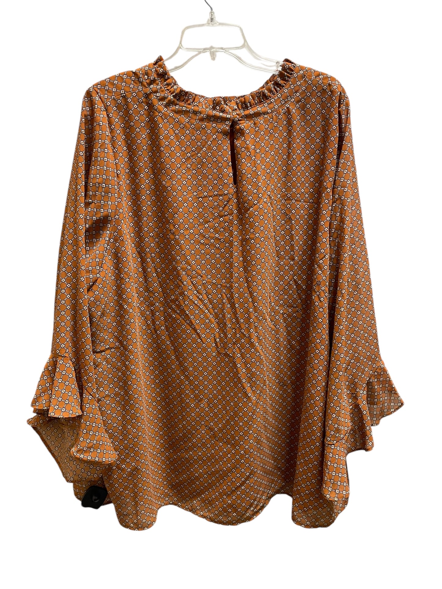 Top Long Sleeve By Cotton Bleu In Brown, Size: 3x