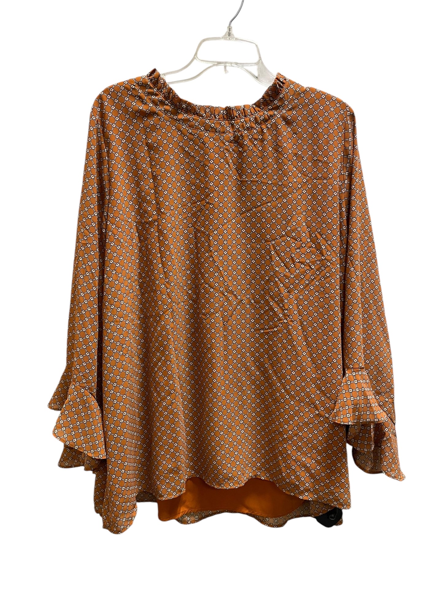 Top Long Sleeve By Cotton Bleu In Brown, Size: 3x