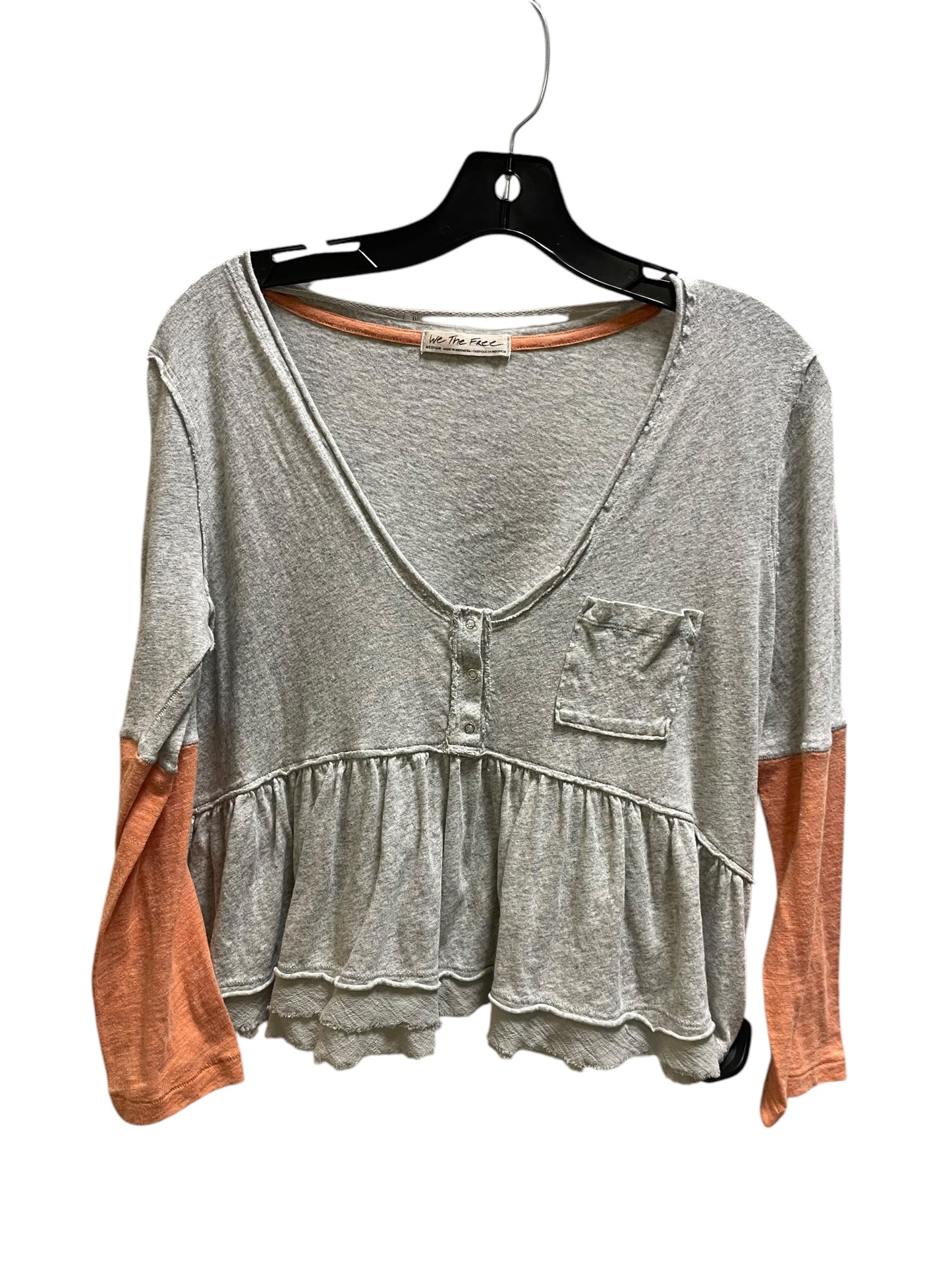 Top Long Sleeve By Free People In Grey, Size: M