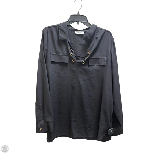 Top Long Sleeve By Calvin Klein In Black, Size: L