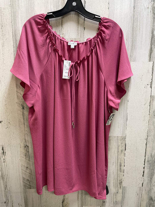 Top Short Sleeve By Avenue In Pink, Size: 3x