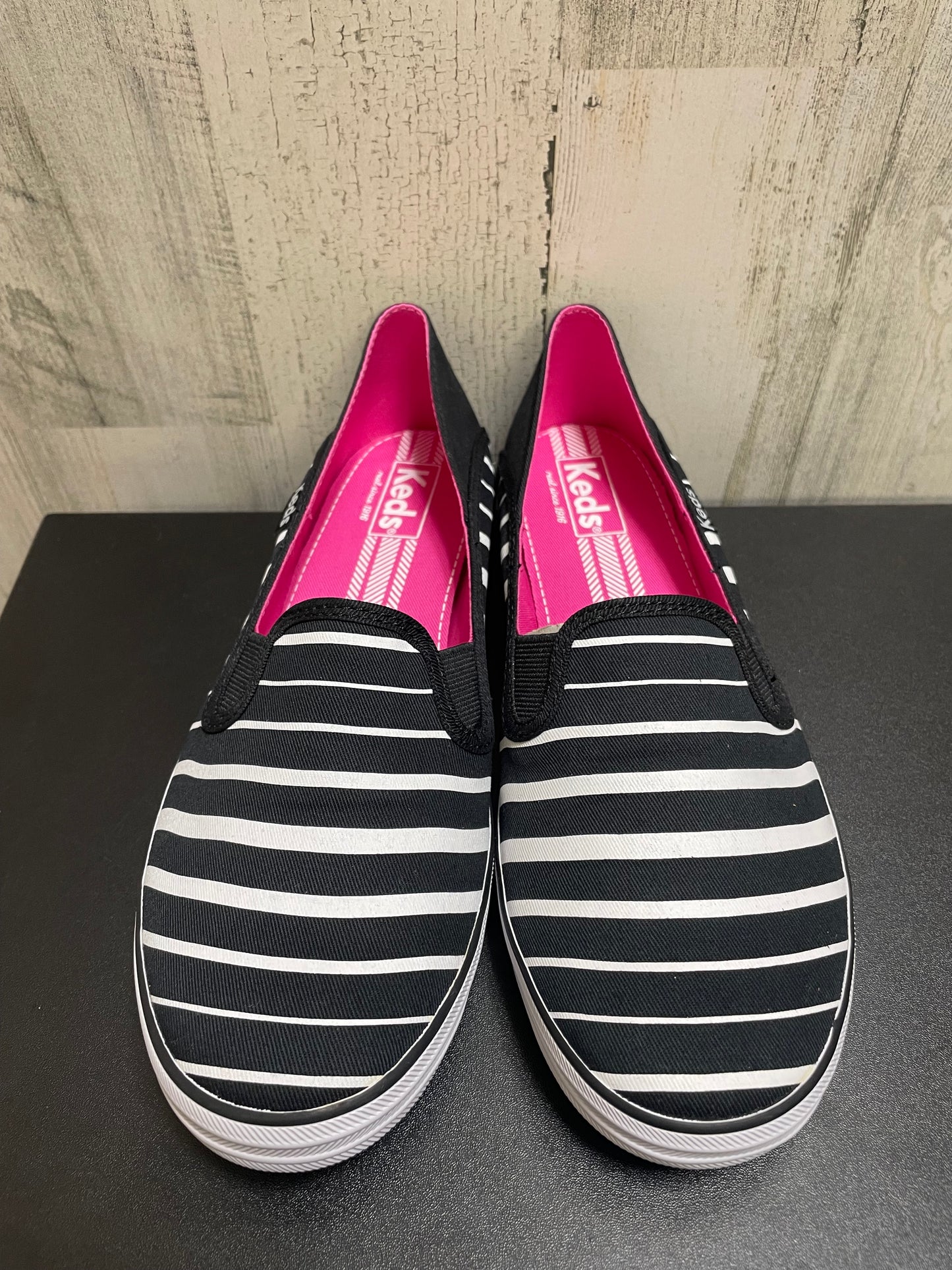 Black Shoes Flats Keds, Size 8