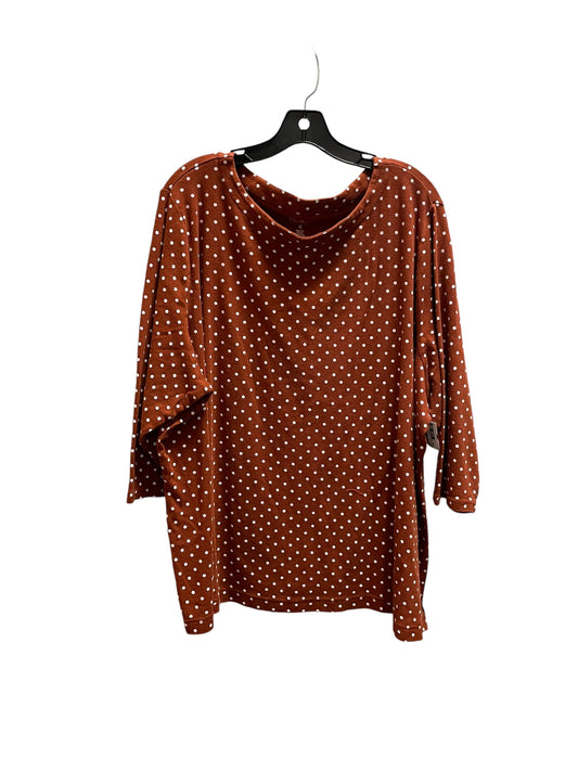 Top Long Sleeve By Croft And Barrow In Brown, Size: 4x