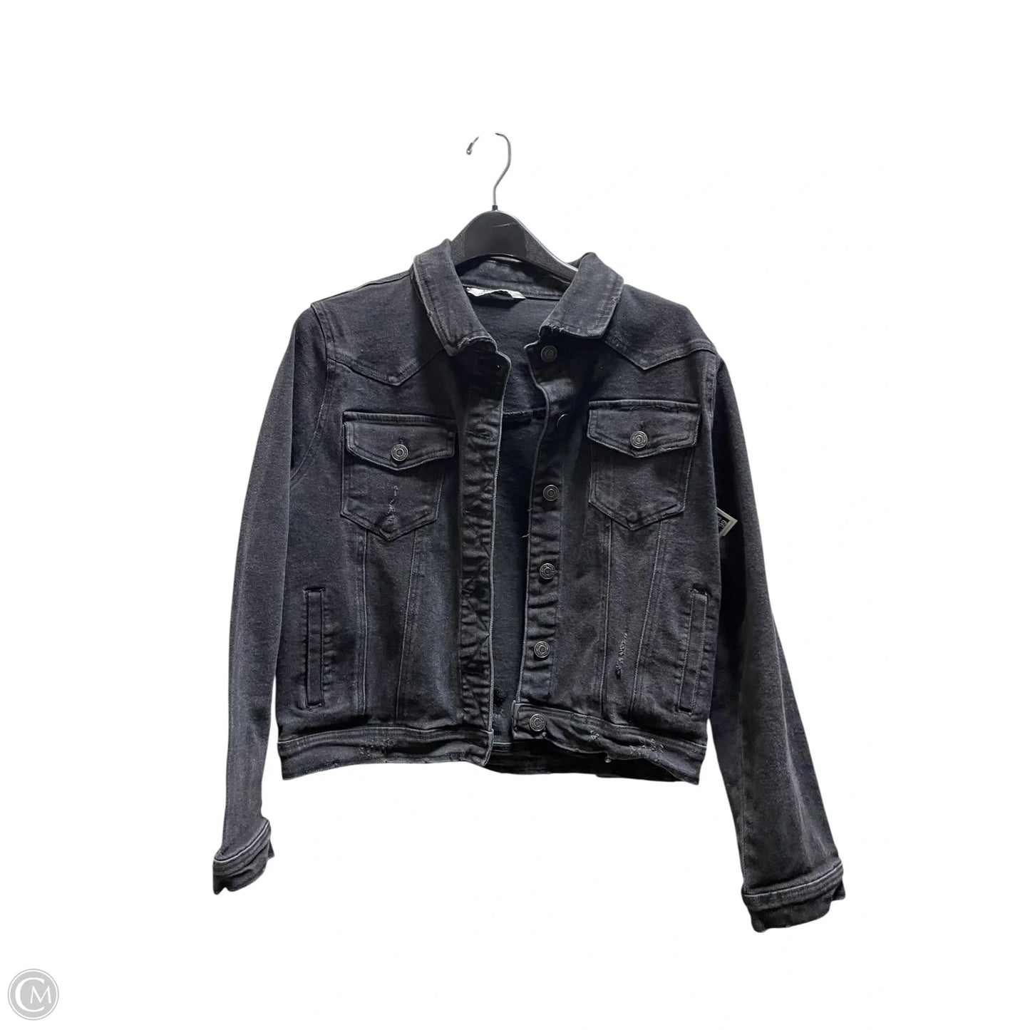 Jacket Denim By Clothes Mentor In Black, Size: L