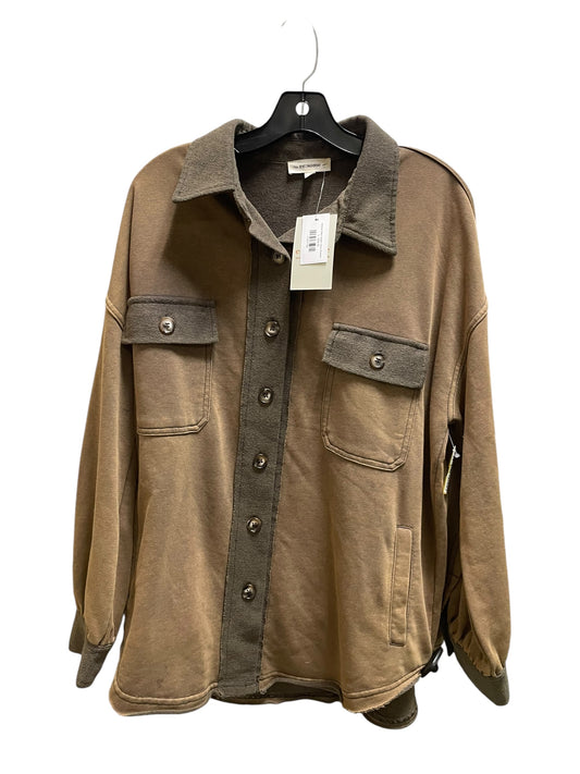 Jacket Shirt By Ee Some In Brown, Size: L