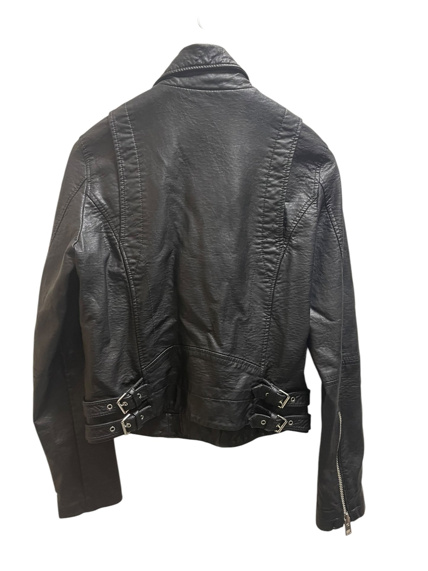 Jacket Leather By American Eagle In Black, Size: S