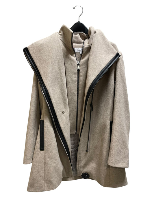 Coat Peacoat By Calvin Klein In Tan, Size: Xl