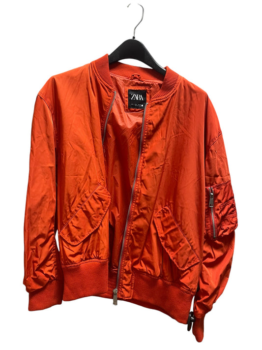 Jacket Moto By Zara In Orange, Size: L