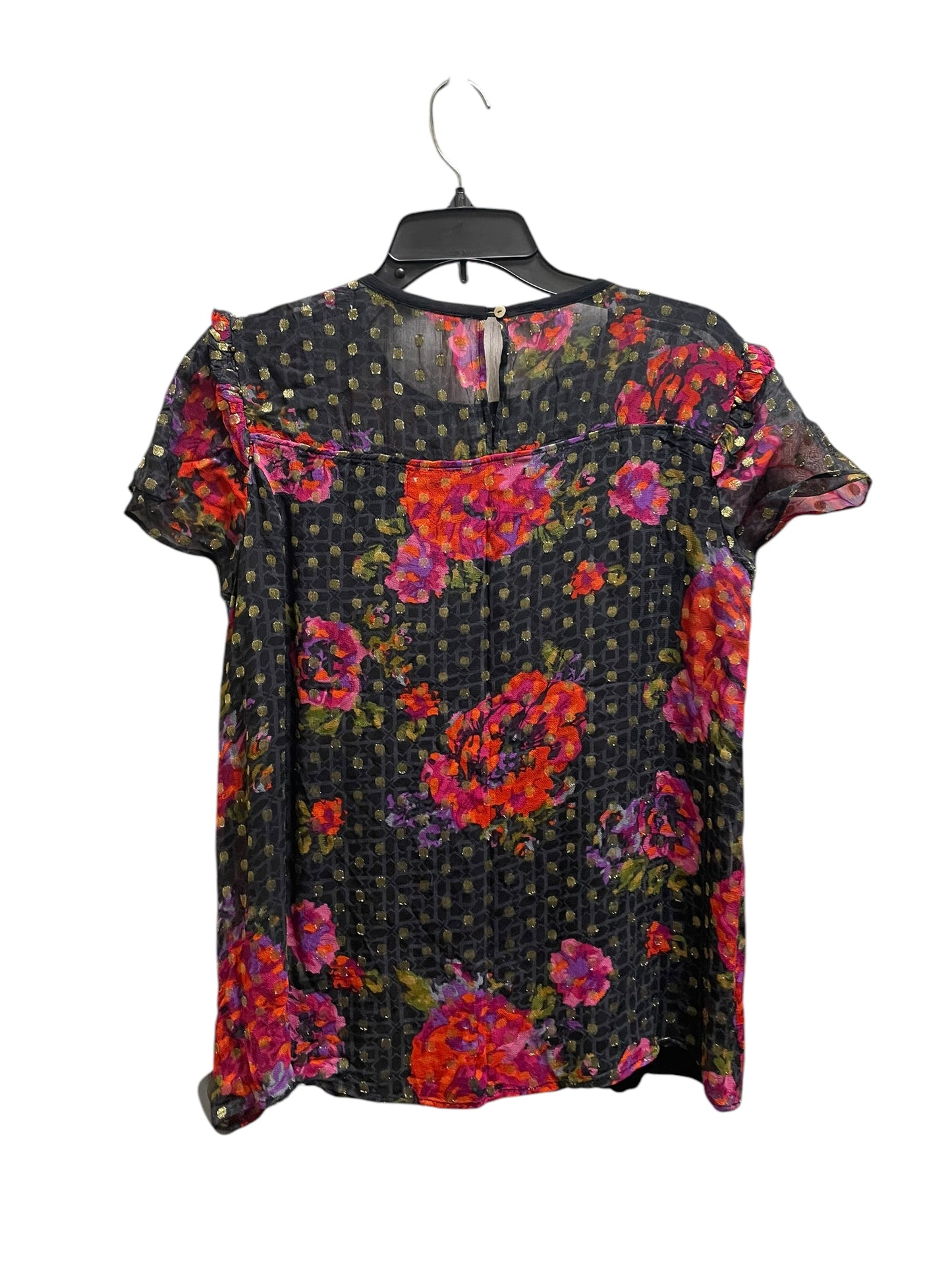 Top Short Sleeve By Anthropologie In Black, Size: M
