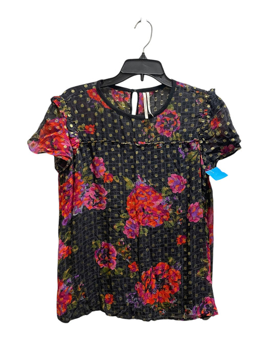 Top Short Sleeve By Anthropologie In Black, Size: M