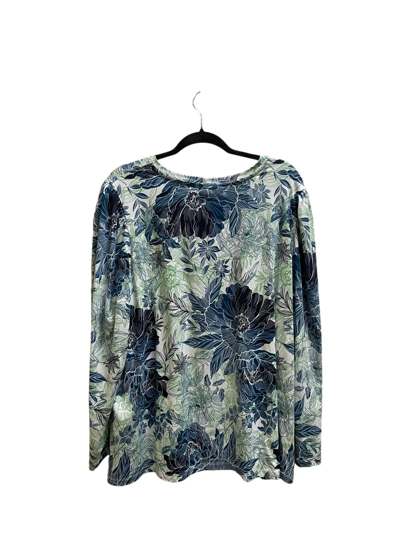 Top Long Sleeve By Clothes Mentor In Blue & Green, Size: 2x