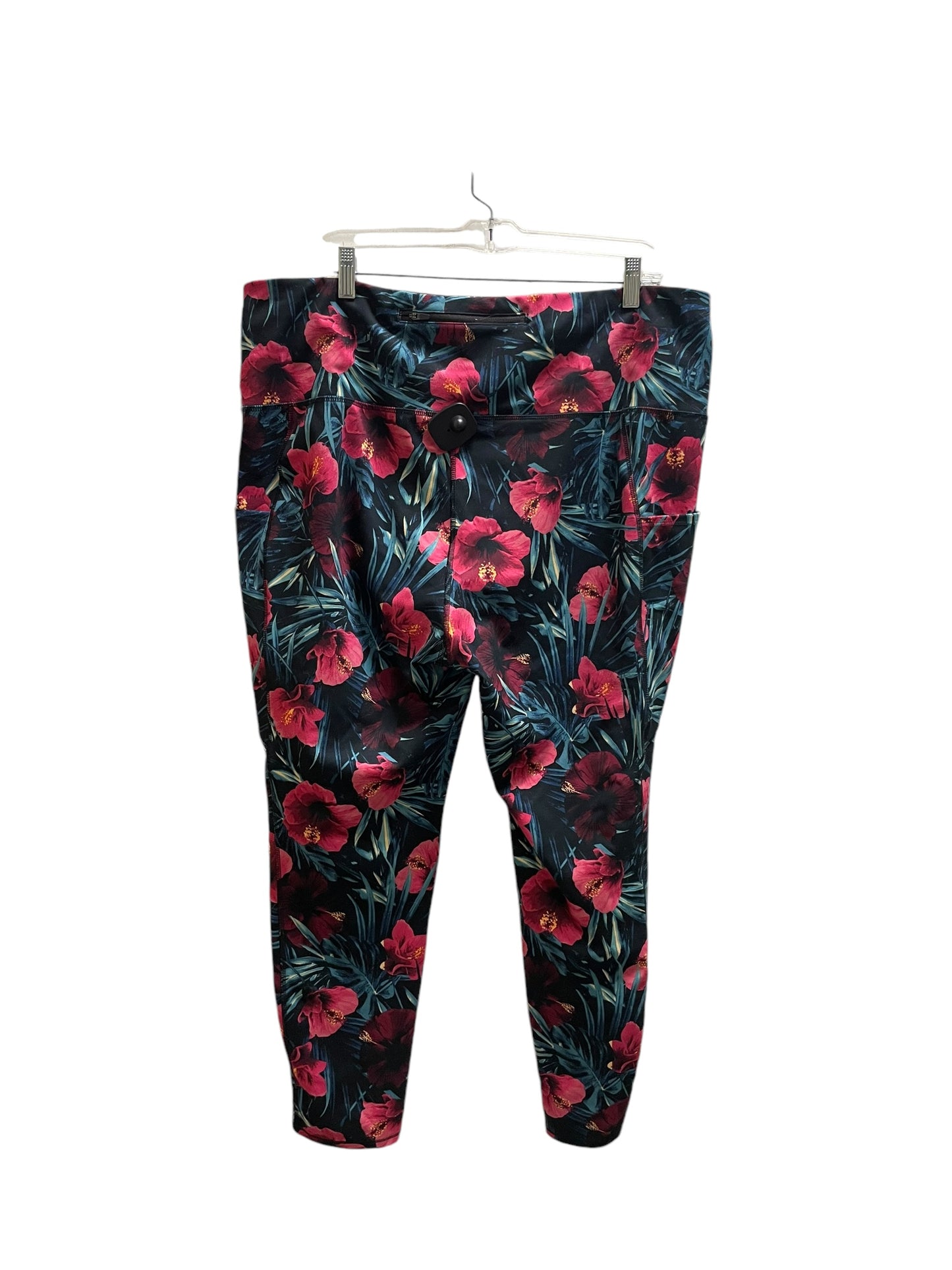 Athletic Leggings By Mta Pro In Tropical Print, Size: 2x