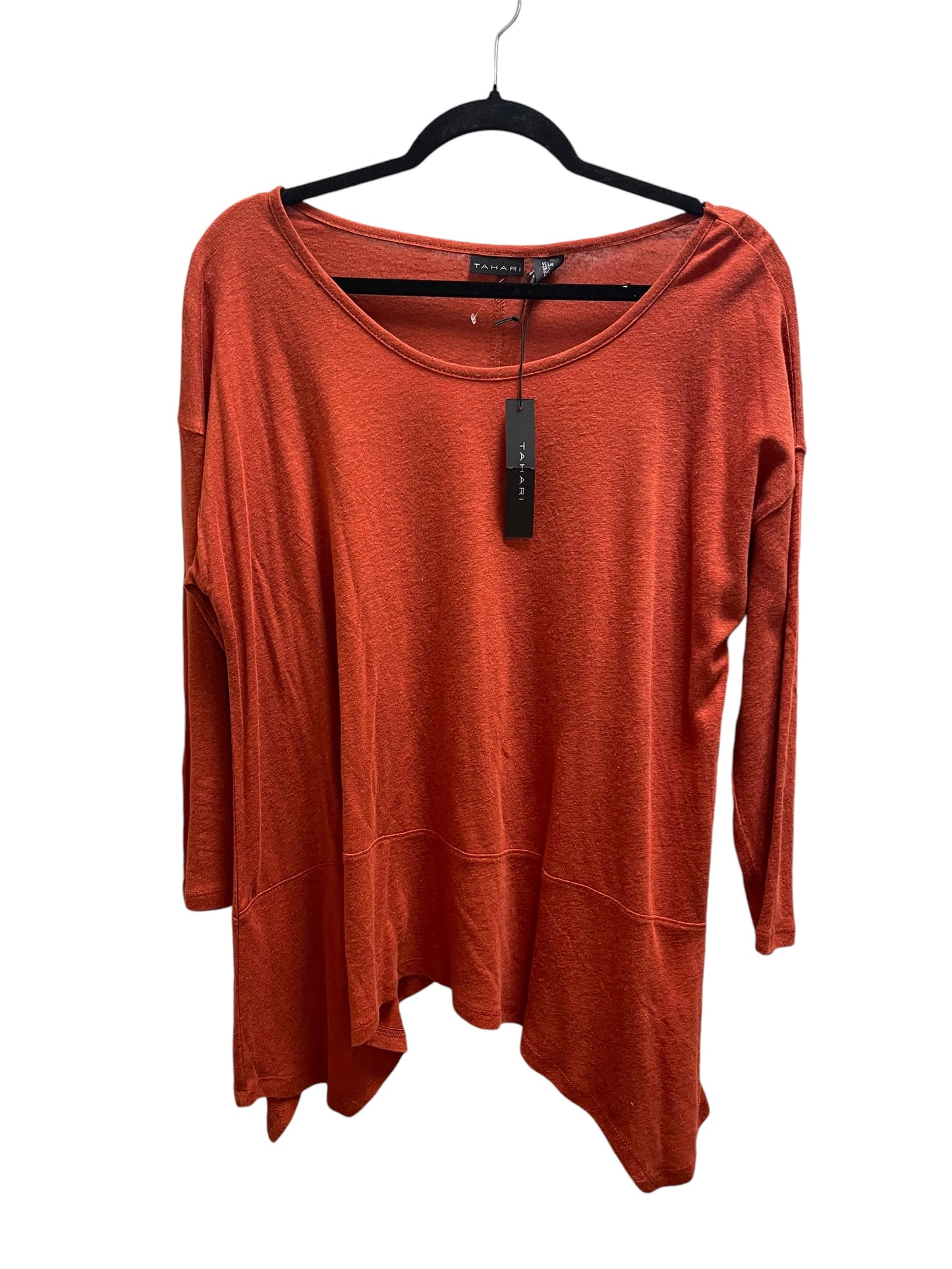 Top Long Sleeve Basic By Tahari By Arthur Levine In Orange, Size: L